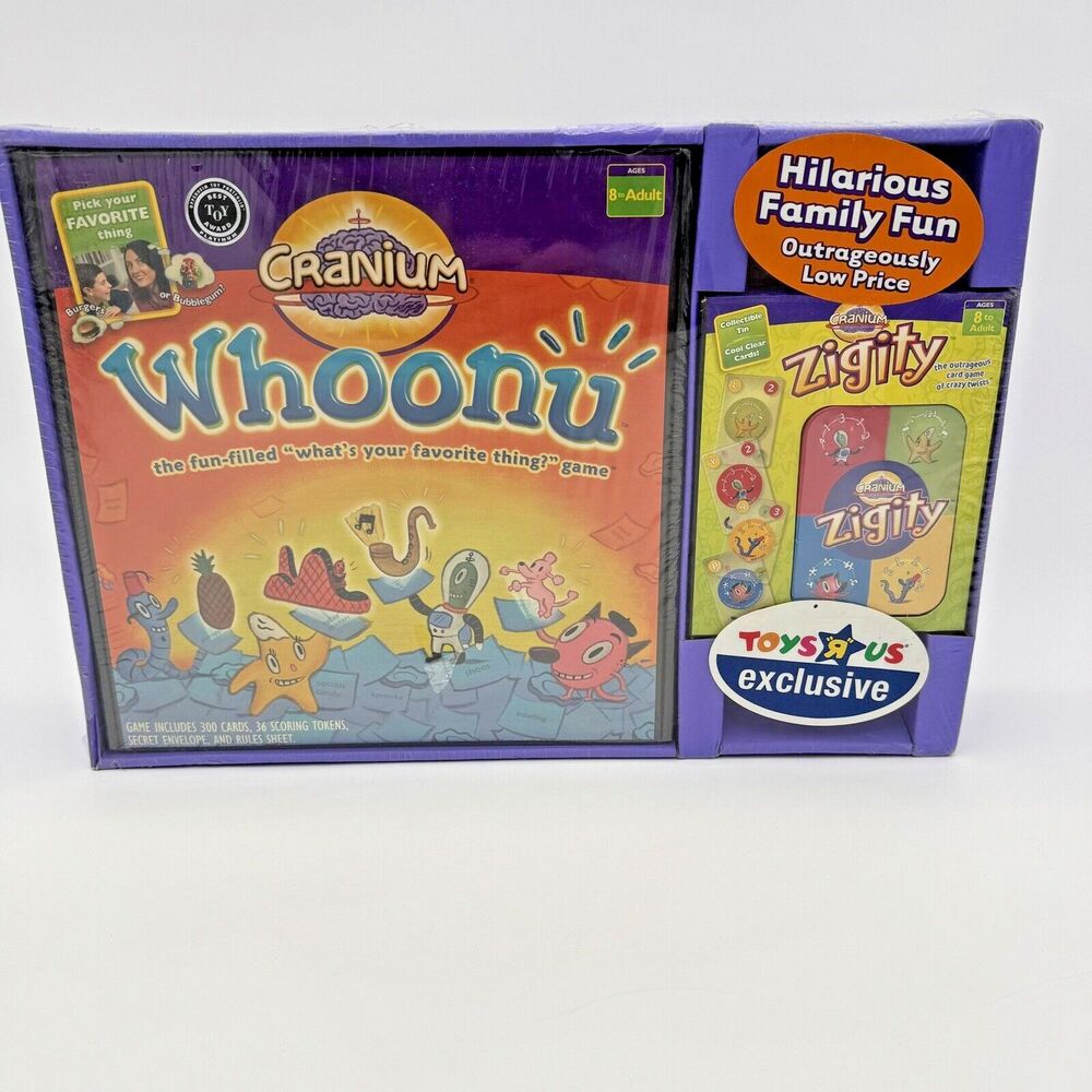 Cranium WHOONU Game Whats Your Favorite Thing & Zigity  Brand New Factory Sealed